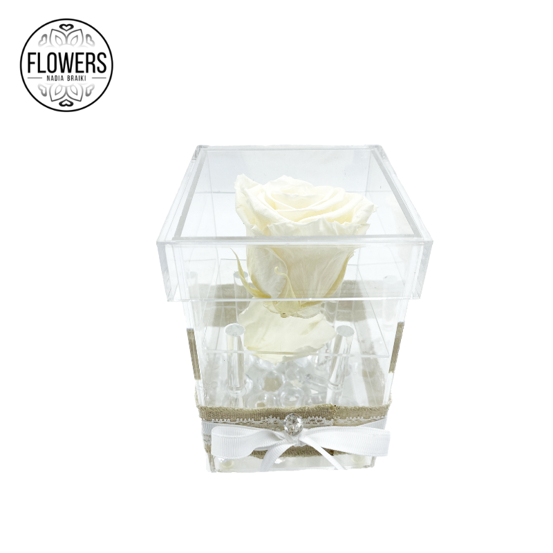 Cube rose éternelle blanche | FLOWERS SHOP